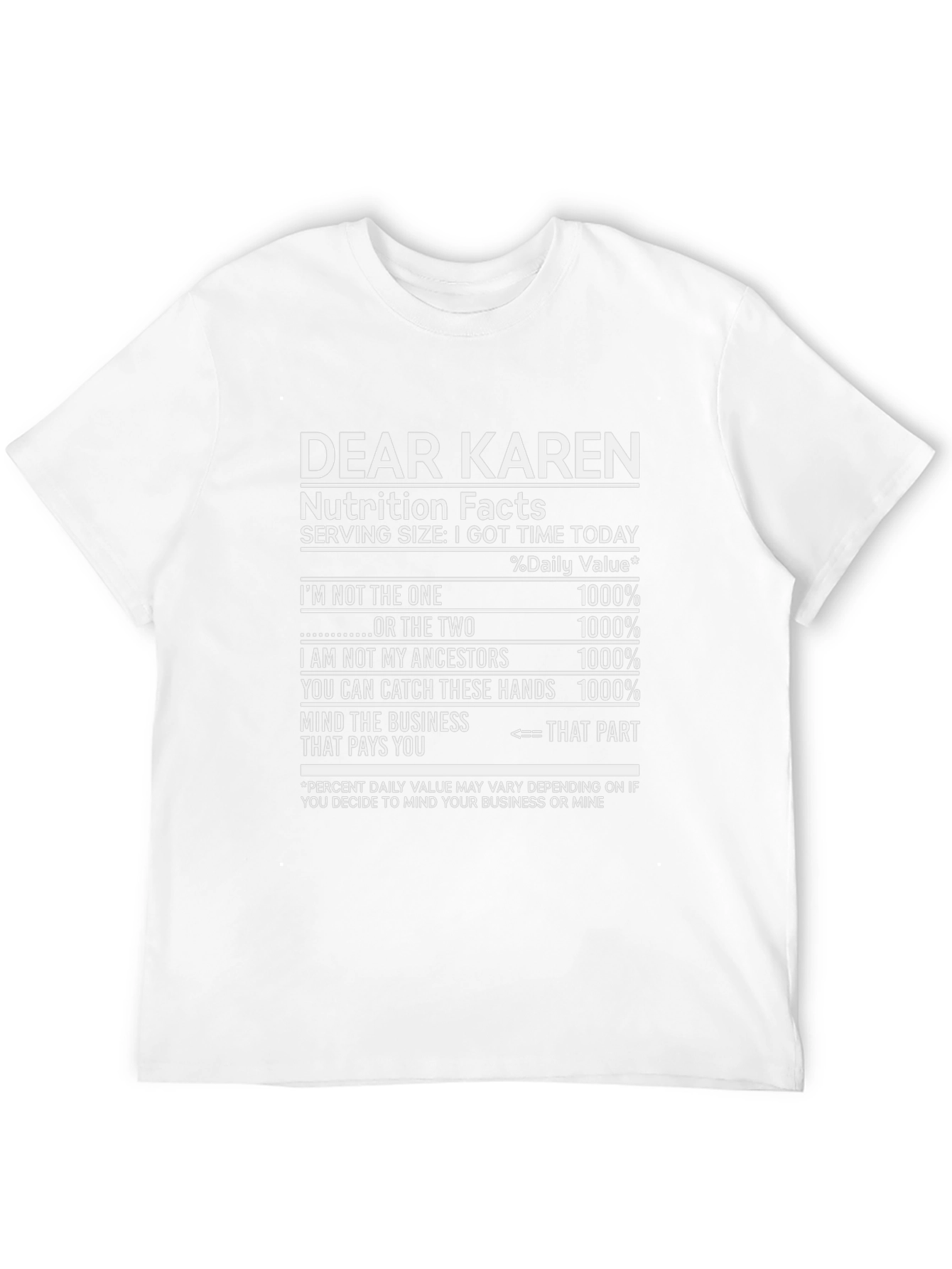 Dear Karen Nutrition Facts T-Shirt