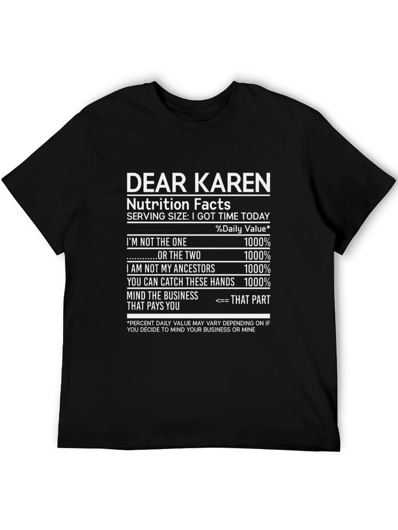 Dear Karen Nutrition Facts T-Shirt
