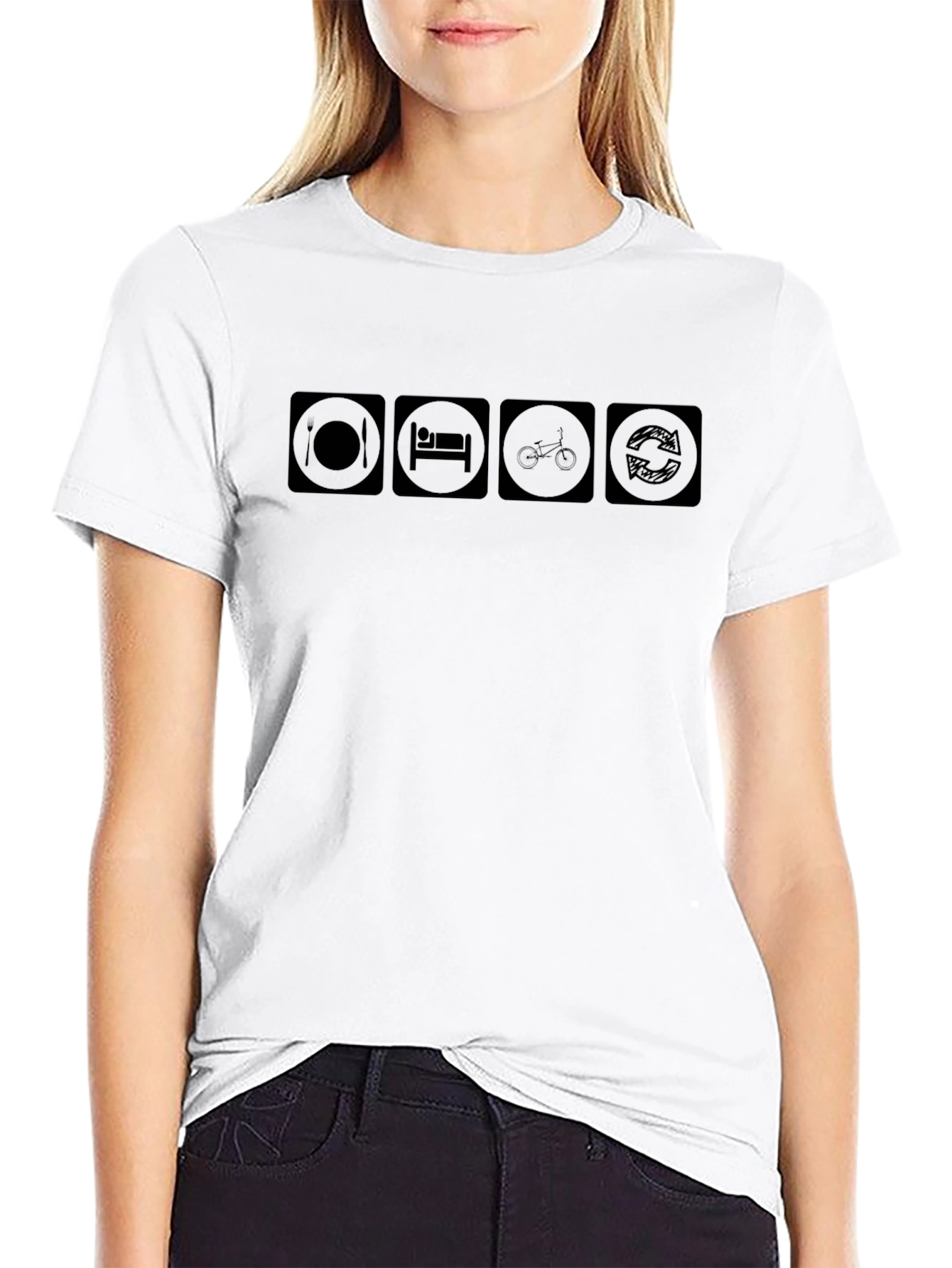 Eat Sleep Bike Repeat Black T-Shirt