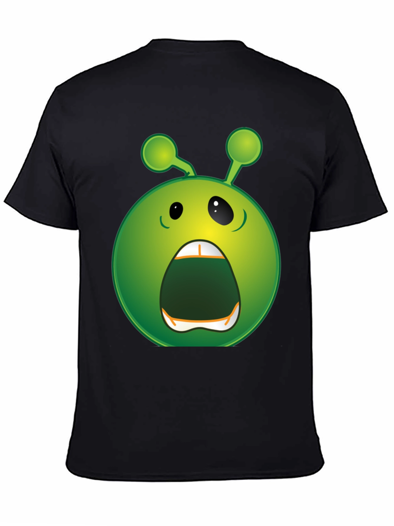 Funny Alien Emoji Graphic Black T-Shirt