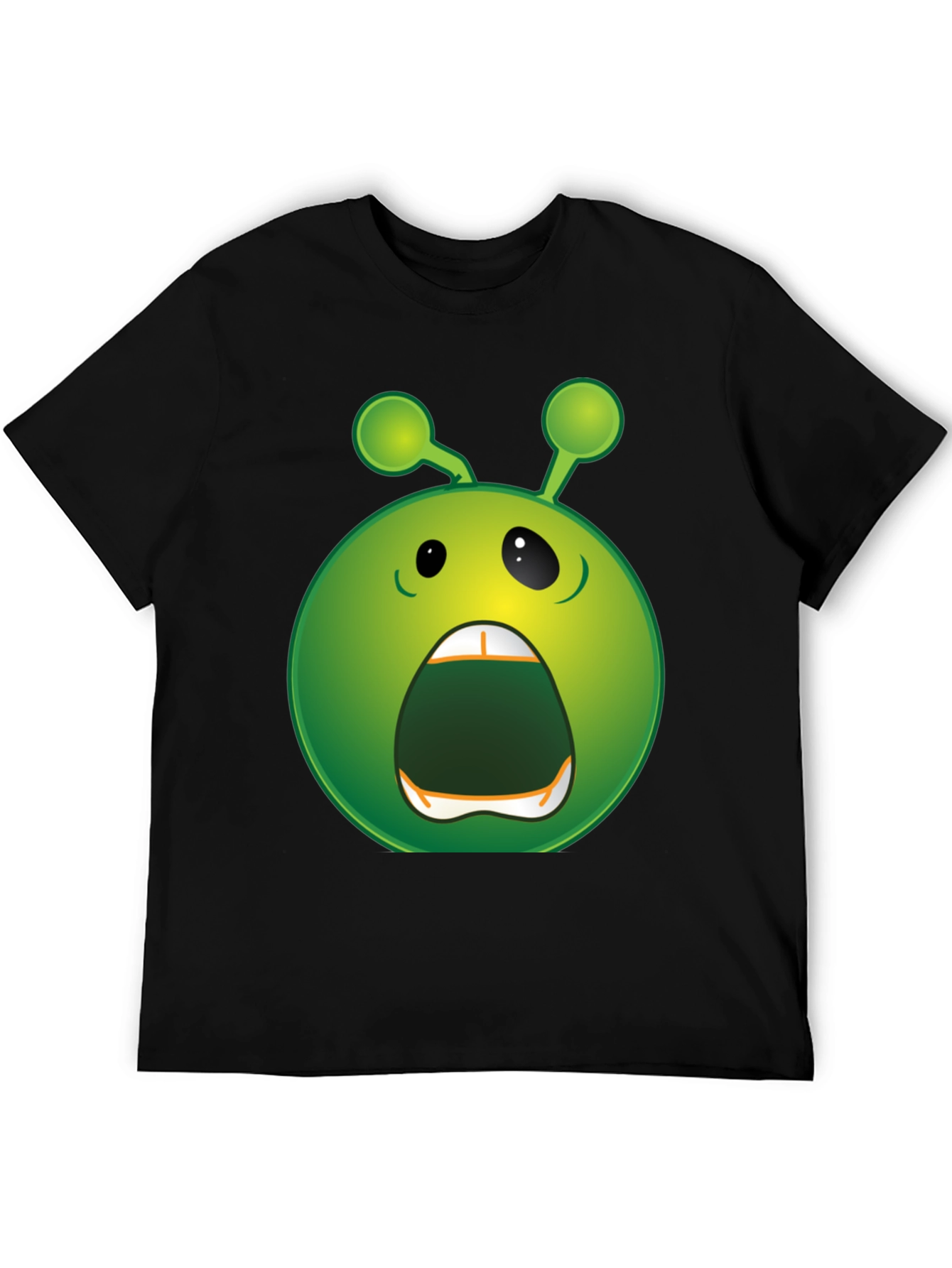 Funny Alien Emoji Graphic Black T-Shirt