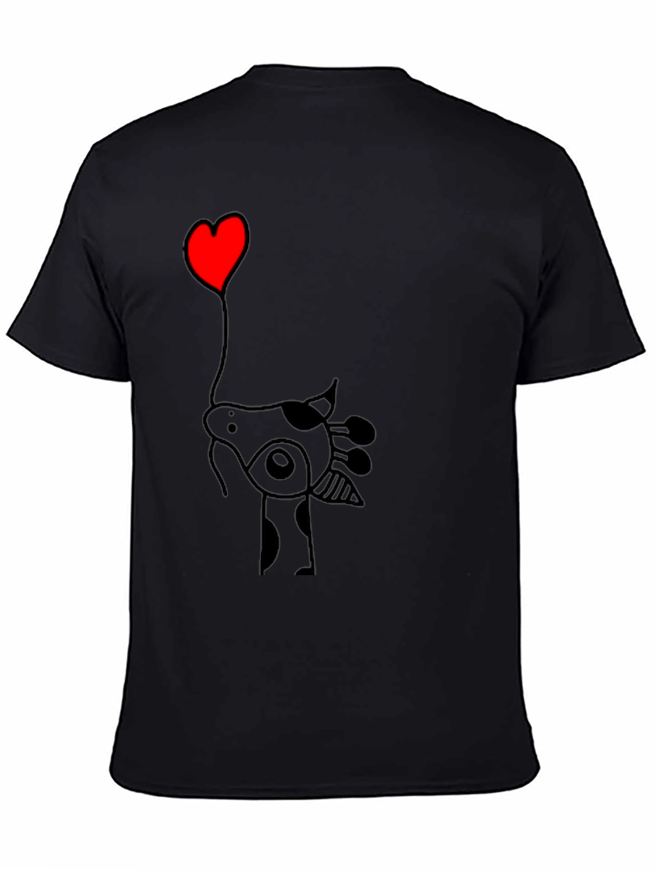 Giraffe Heart Balloon T-Shirt - Black