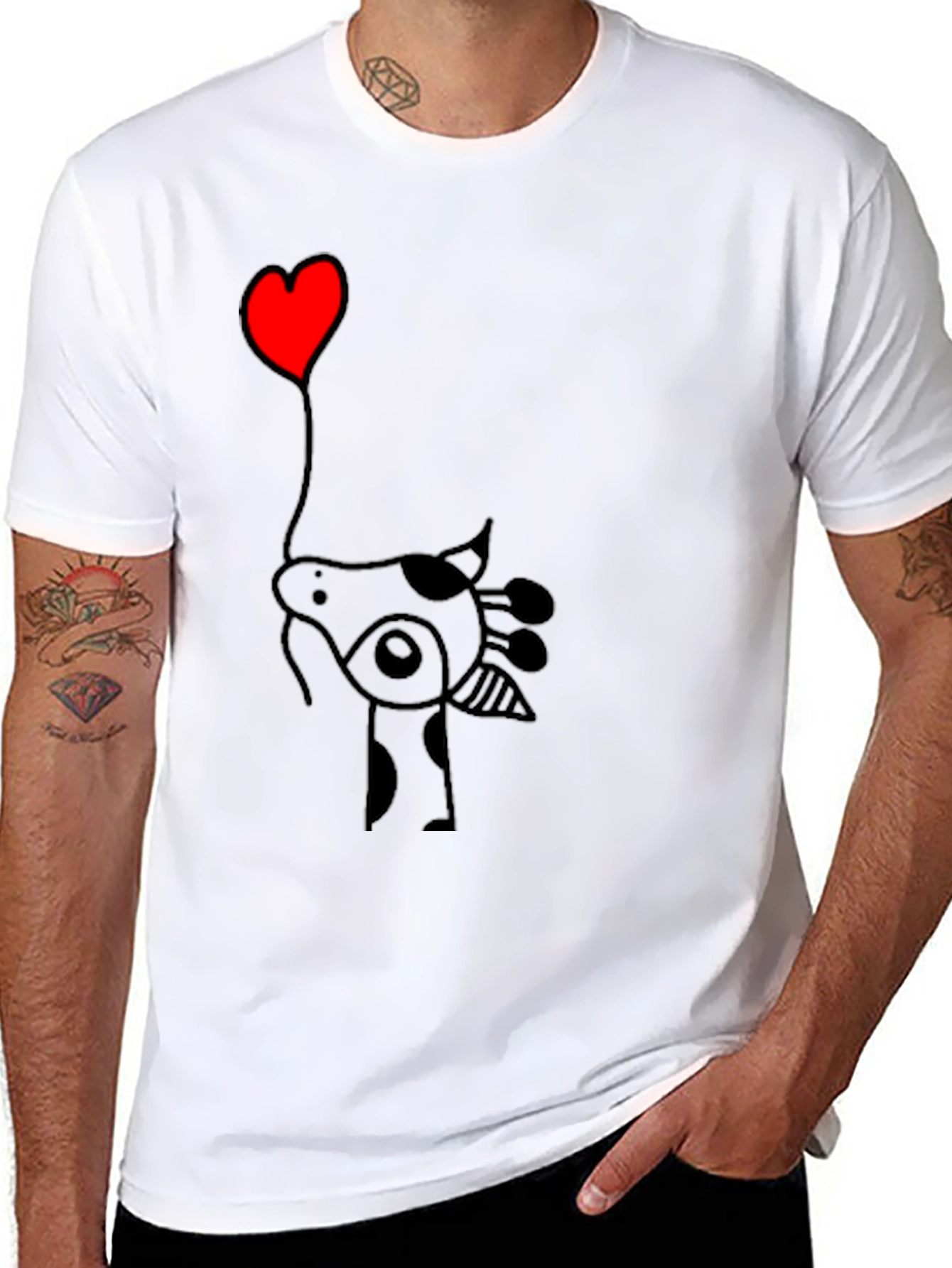 Giraffe Heart Balloon T-Shirt - Black
