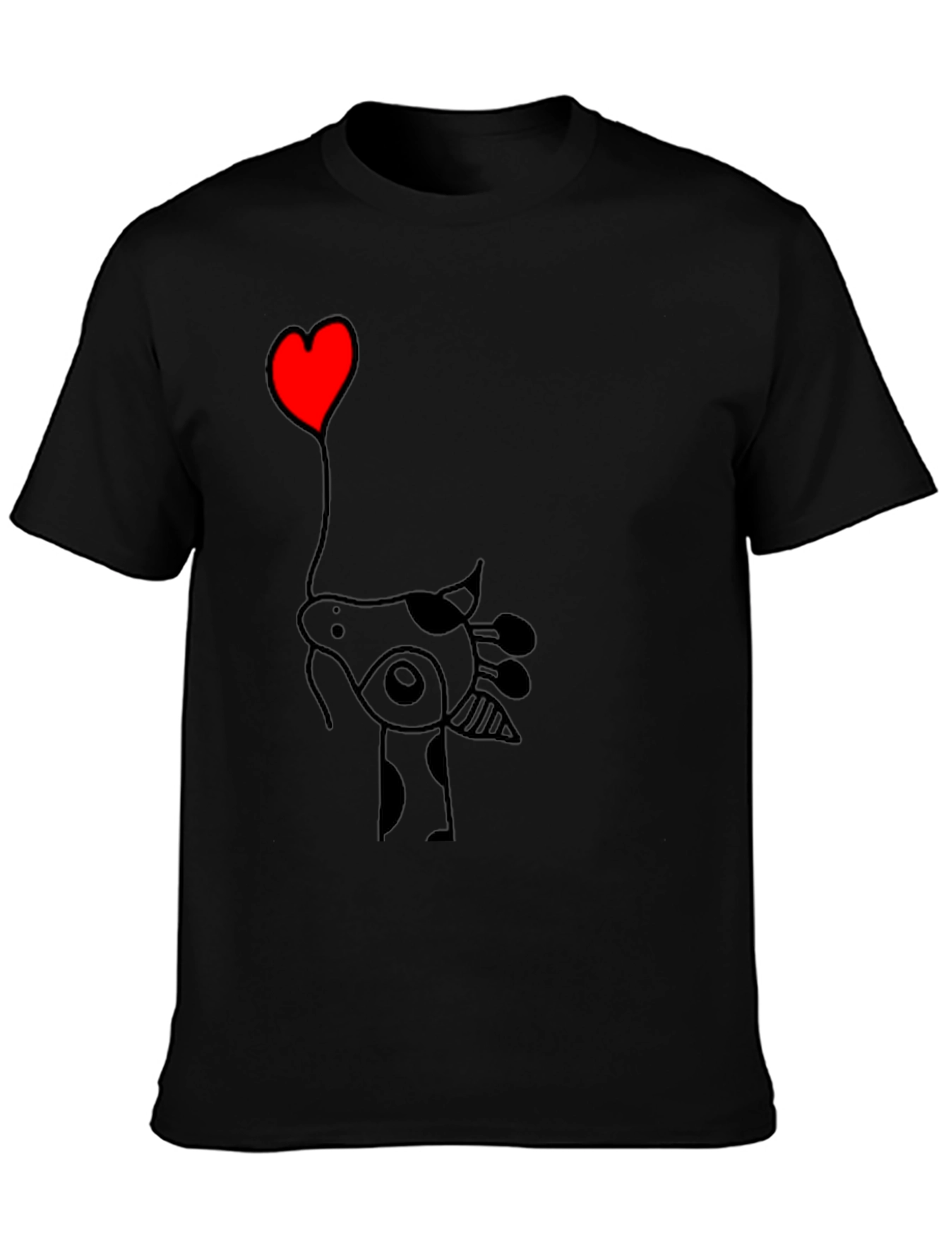 Giraffe Heart Balloon T-Shirt - Black
