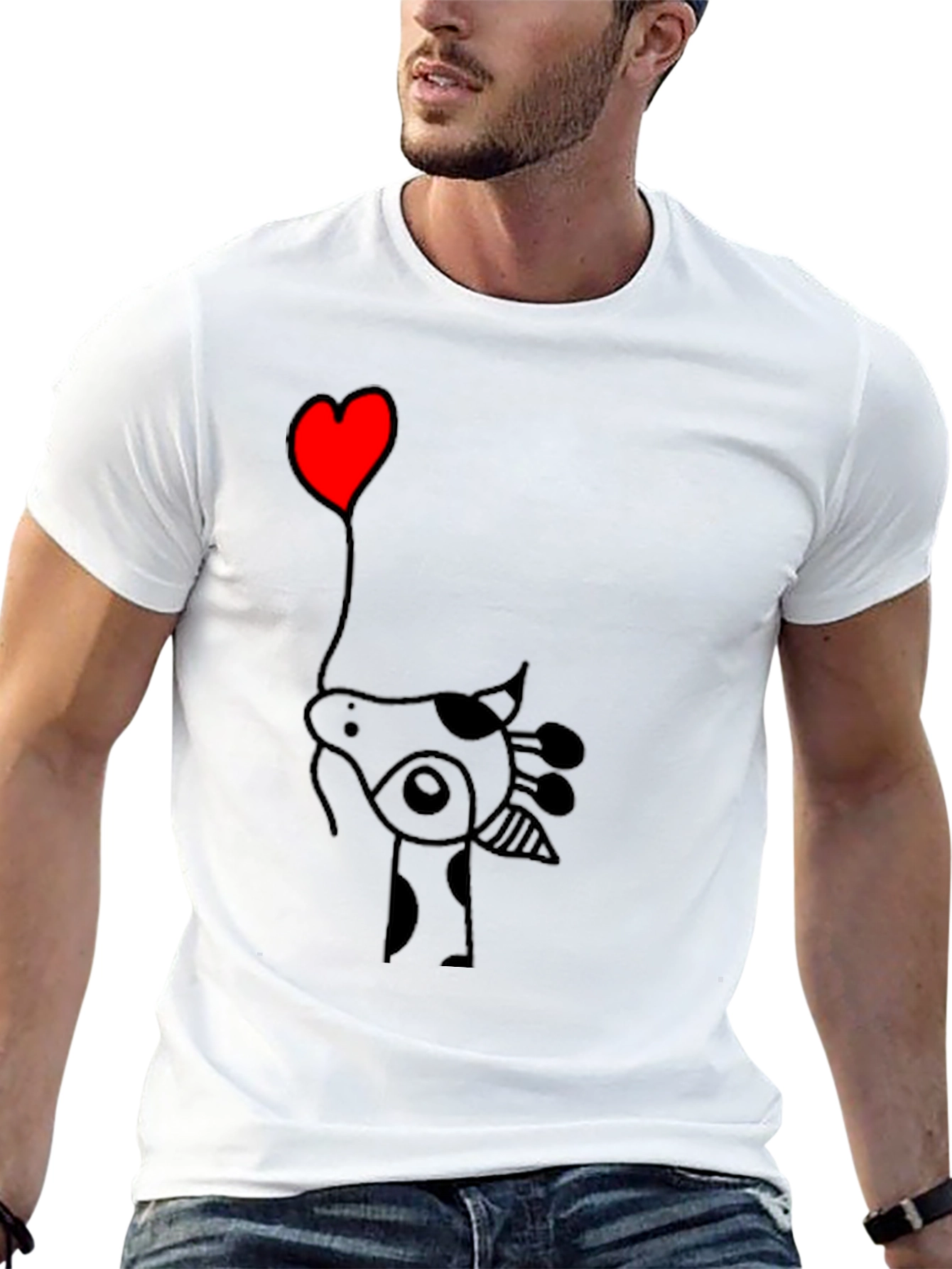 Giraffe Heart Balloon T-Shirt - Black