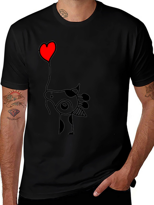 Giraffe Heart Balloon T-Shirt - Black