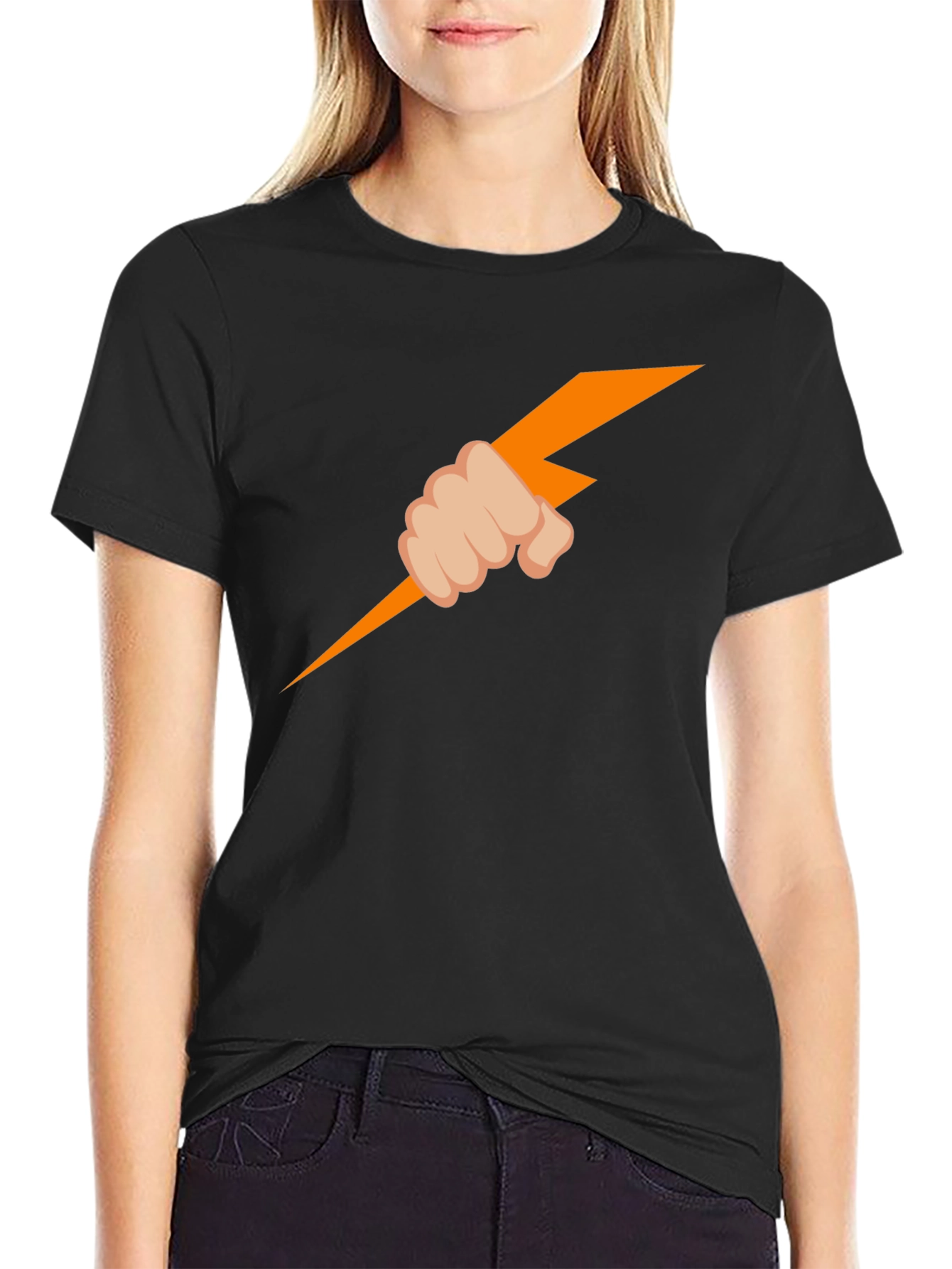 Lightning Bolt Hand Graphic T-Shirt - Cool Design Tee
