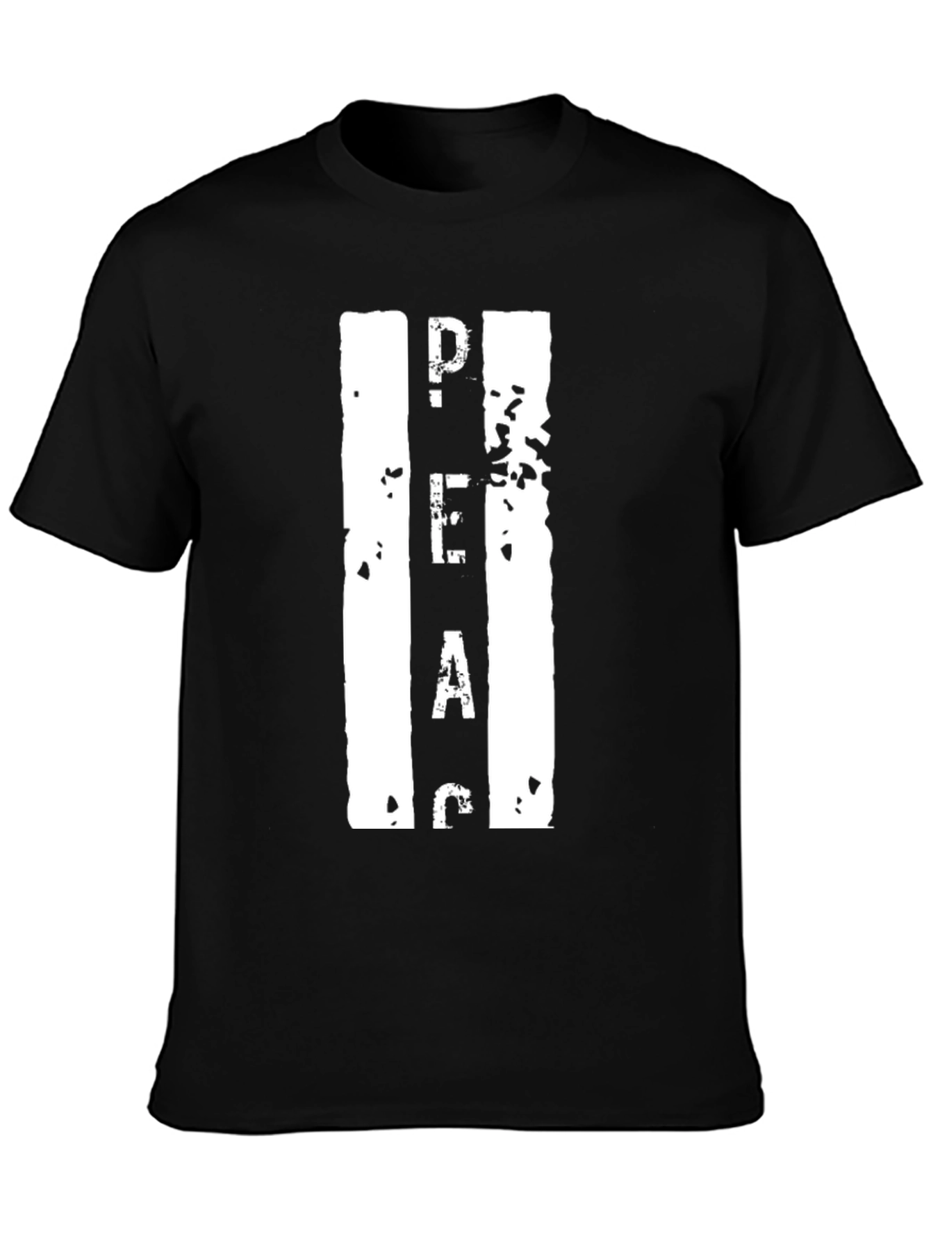 Peace Graphic Print Crewneck T-Shirt - Black