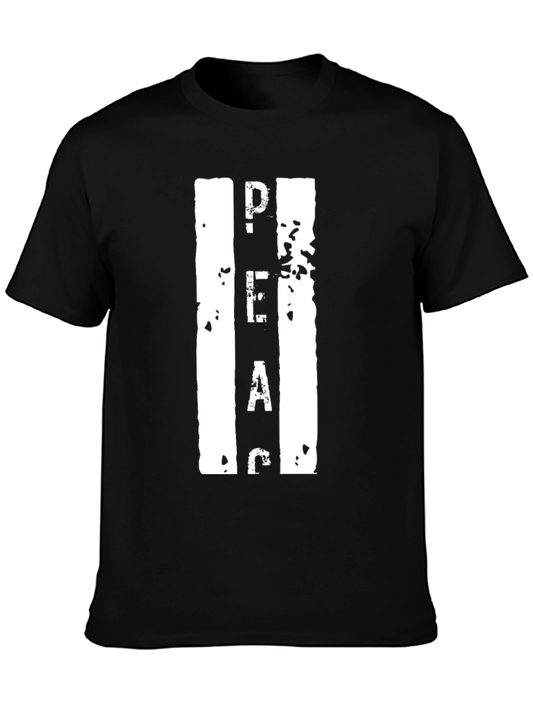 Peace Graphic Print Crewneck T-Shirt - Black