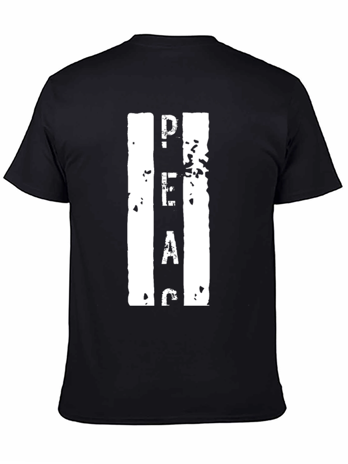 Peace Graphic Print Crewneck T-Shirt - Black