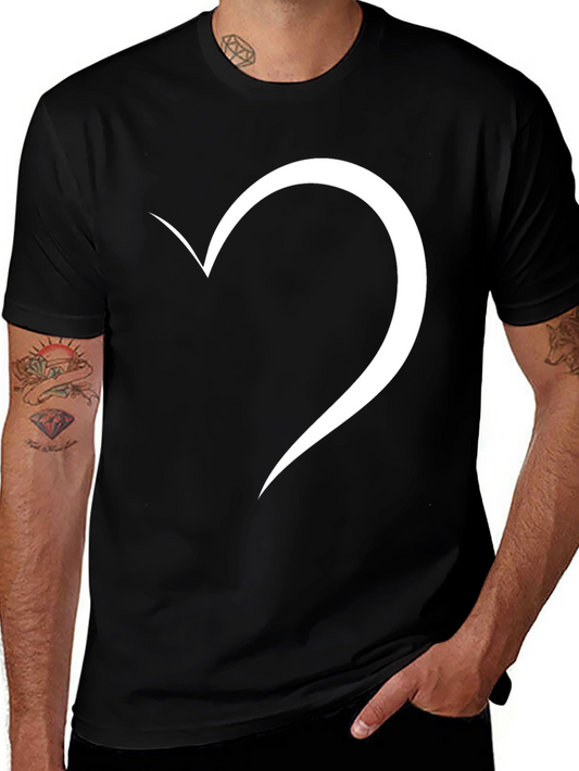 Minimalist Heart Graphic Black T-Shirt