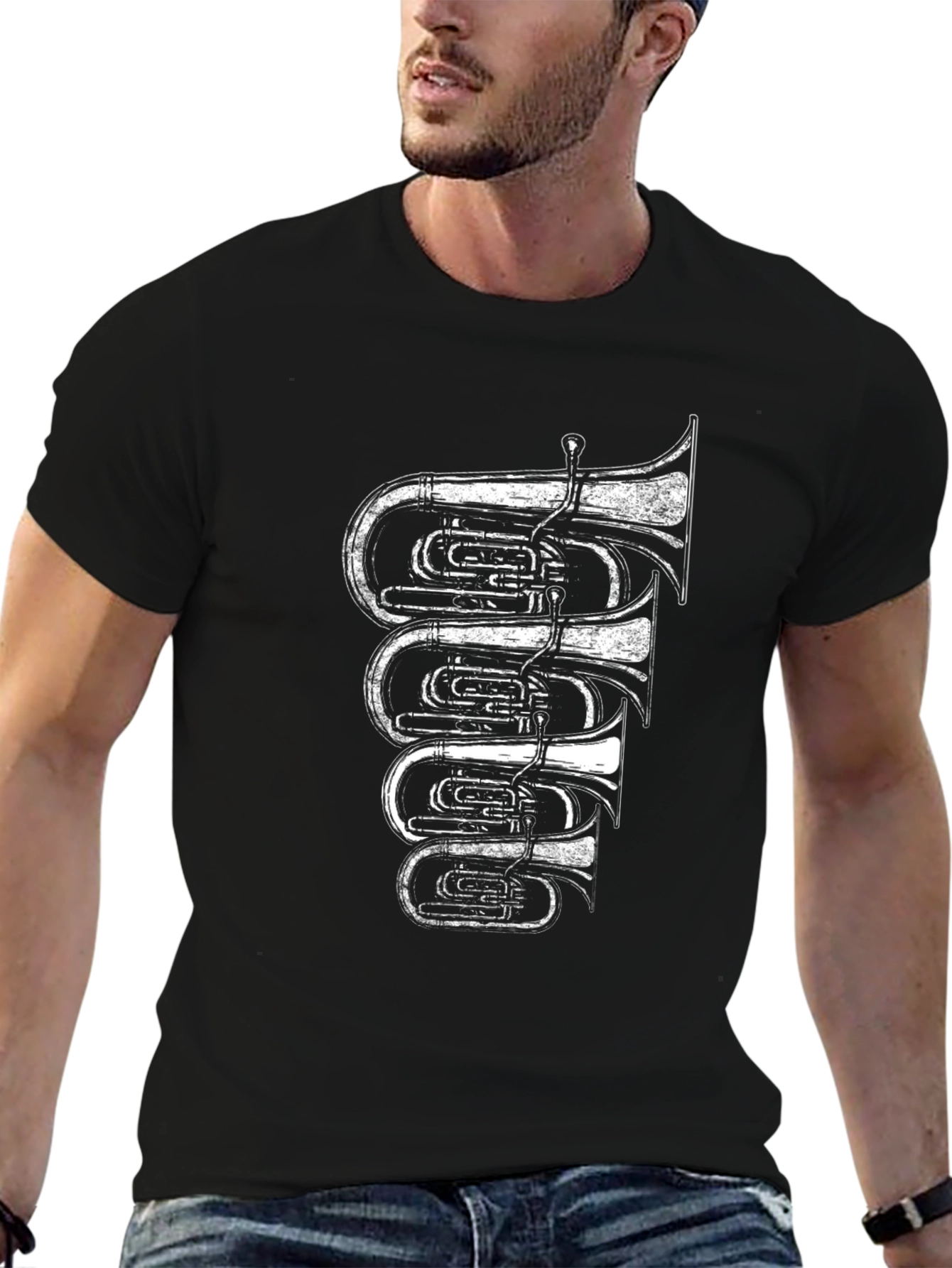Tuba Graphic Print Black T-Shirt