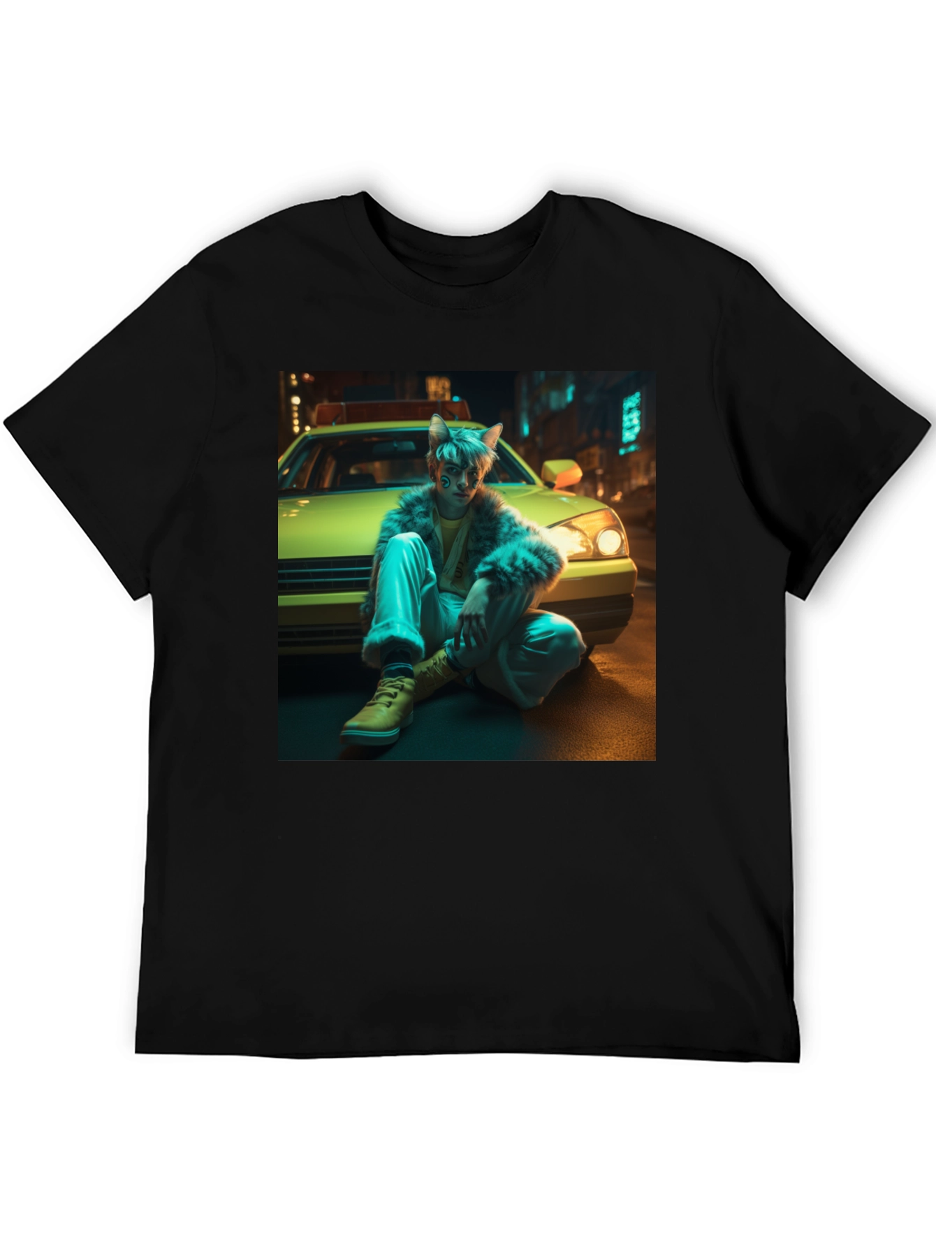 Urban Anime Style Black Graphic Tee