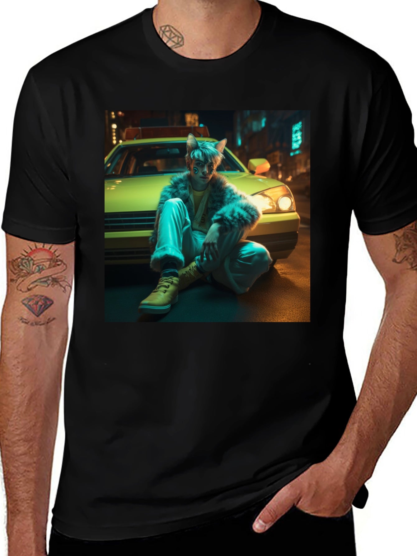Urban Anime Style Black Graphic Tee