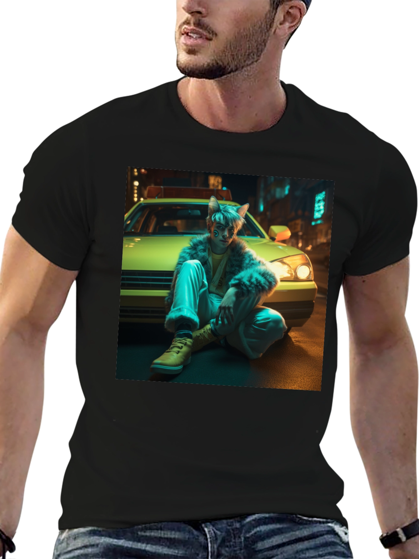 Urban Anime Style Black Graphic Tee