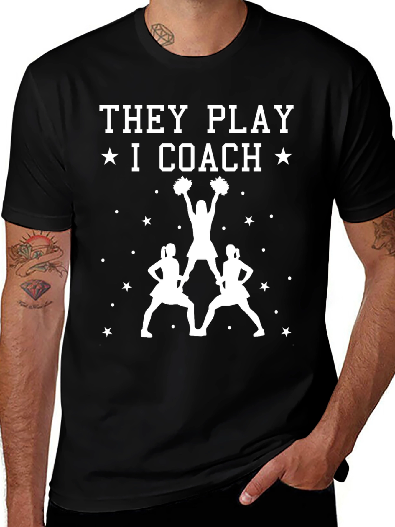 Cheer Coach T-Shirt: They Play I Coach Cheerleading Tee
