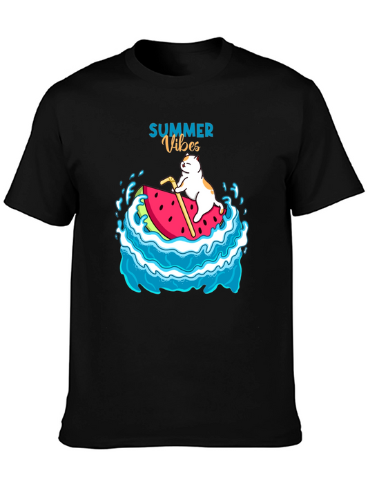 Summer Vibes Cat Watermelon T-Shirt