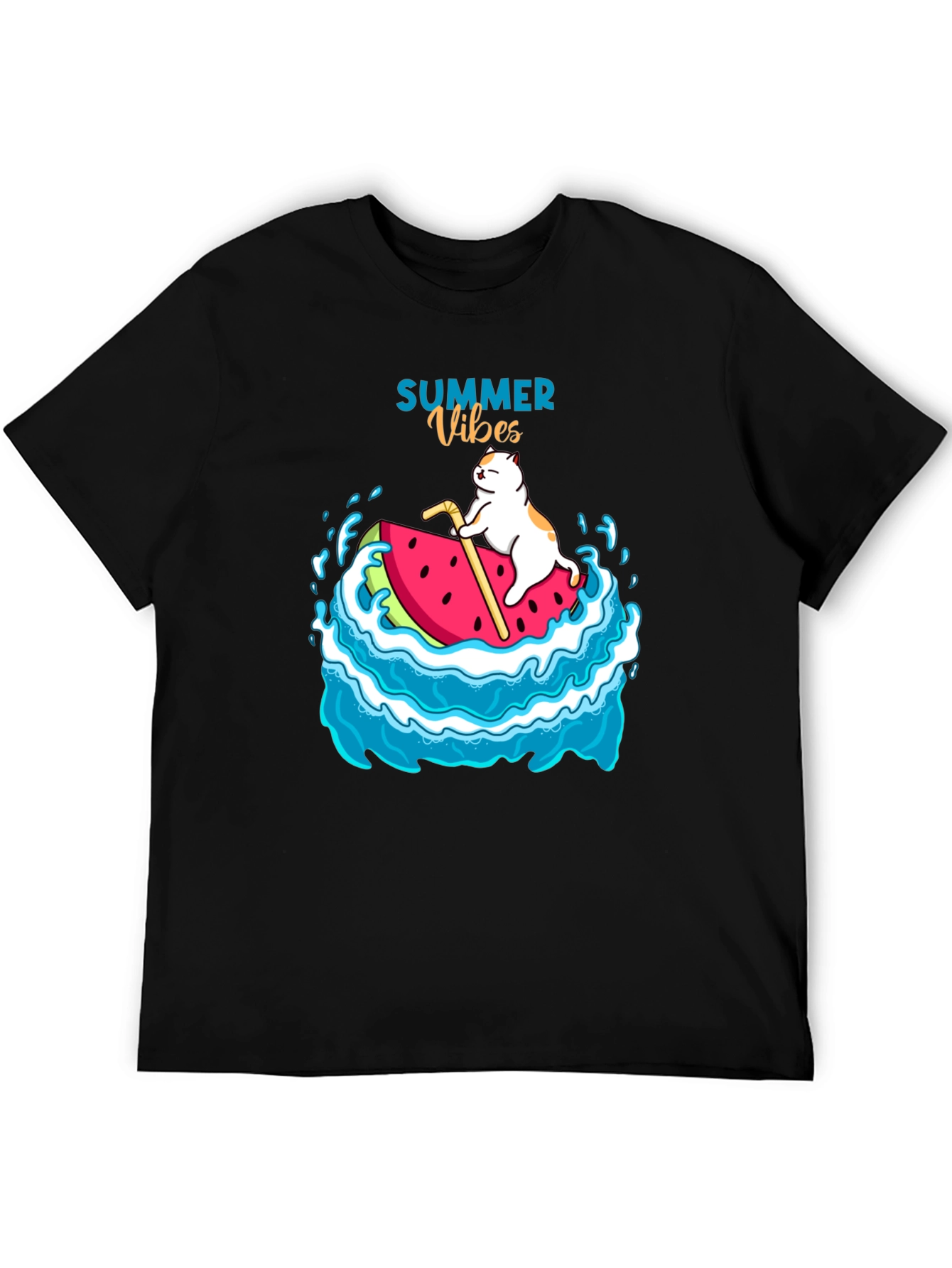 Summer Vibes Cat Watermelon T-Shirt