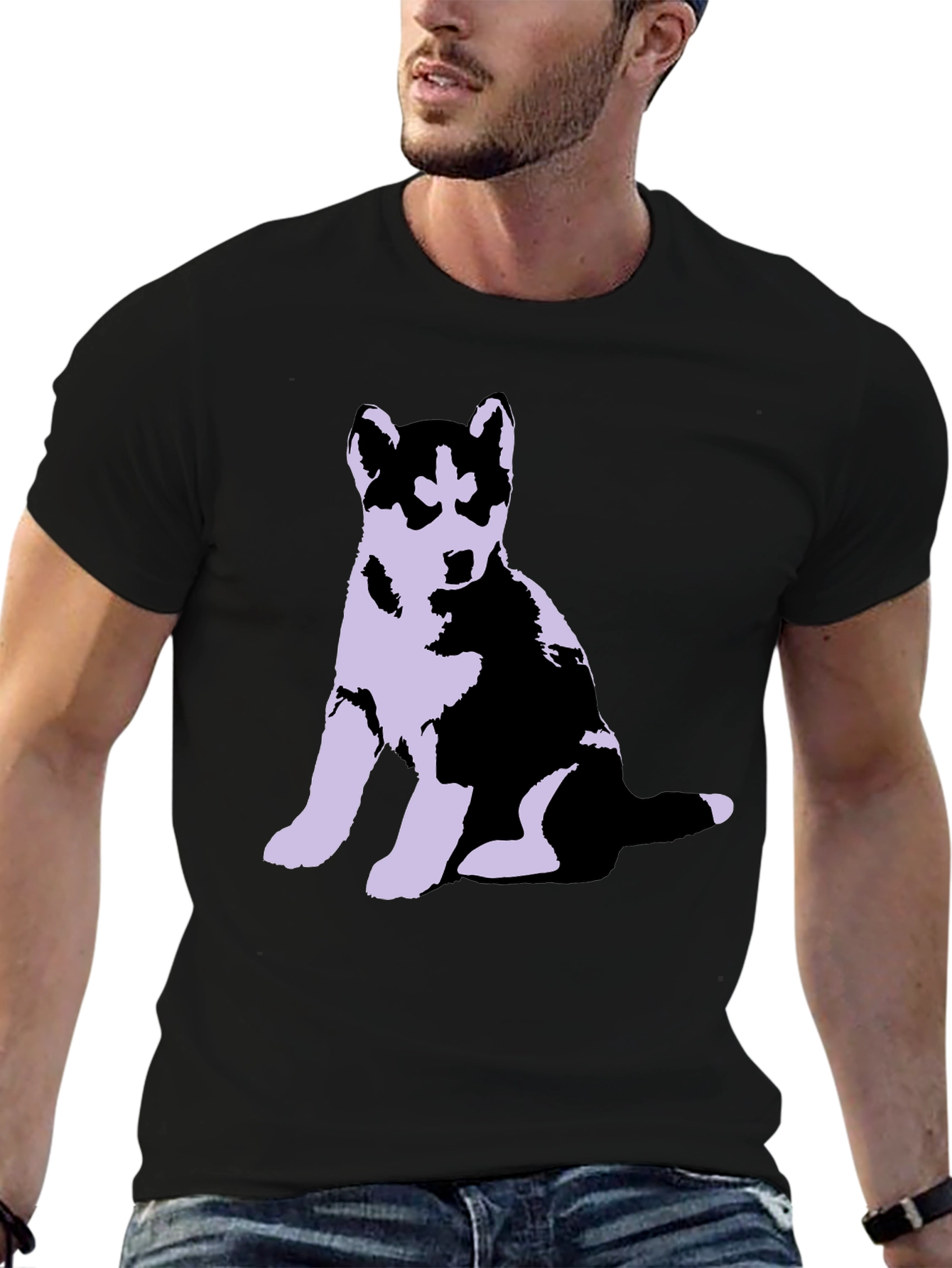 Husky Puppy Graphic Tee - Soft Cotton Blend