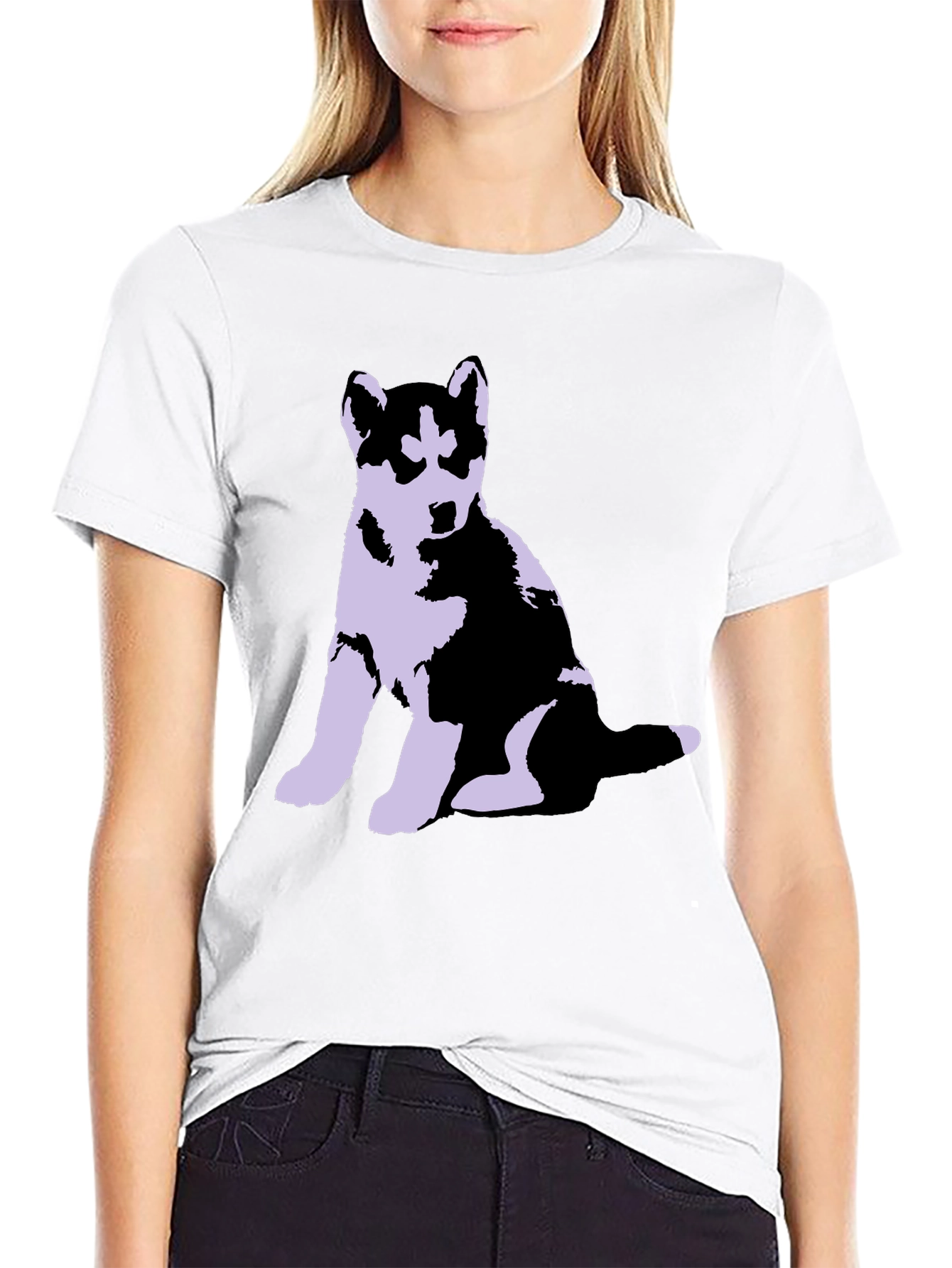 Husky Puppy Graphic Tee - Soft Cotton Blend
