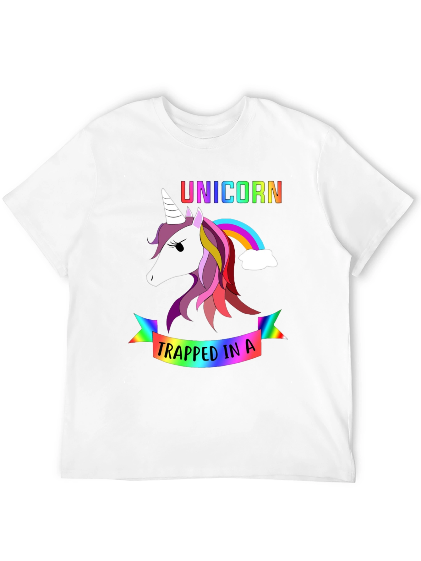 Unicorn Trapped Rainbow Graphic T-Shirt