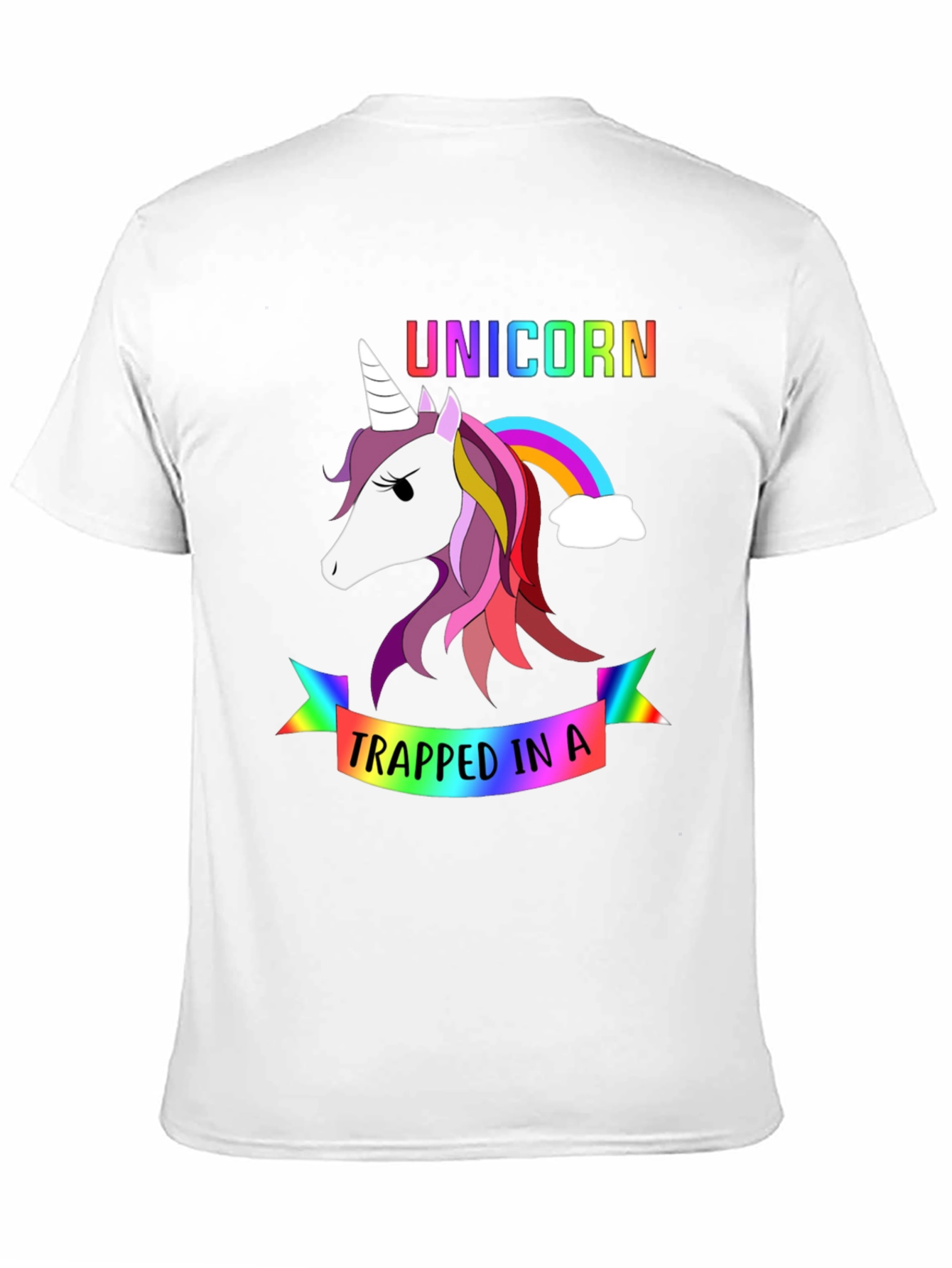 Unicorn Trapped Rainbow Graphic T-Shirt