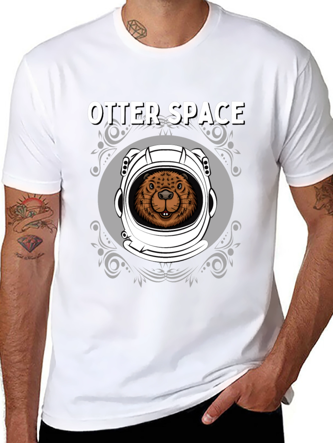 Otter Space Graphic T-Shirt - Mens Black Tee