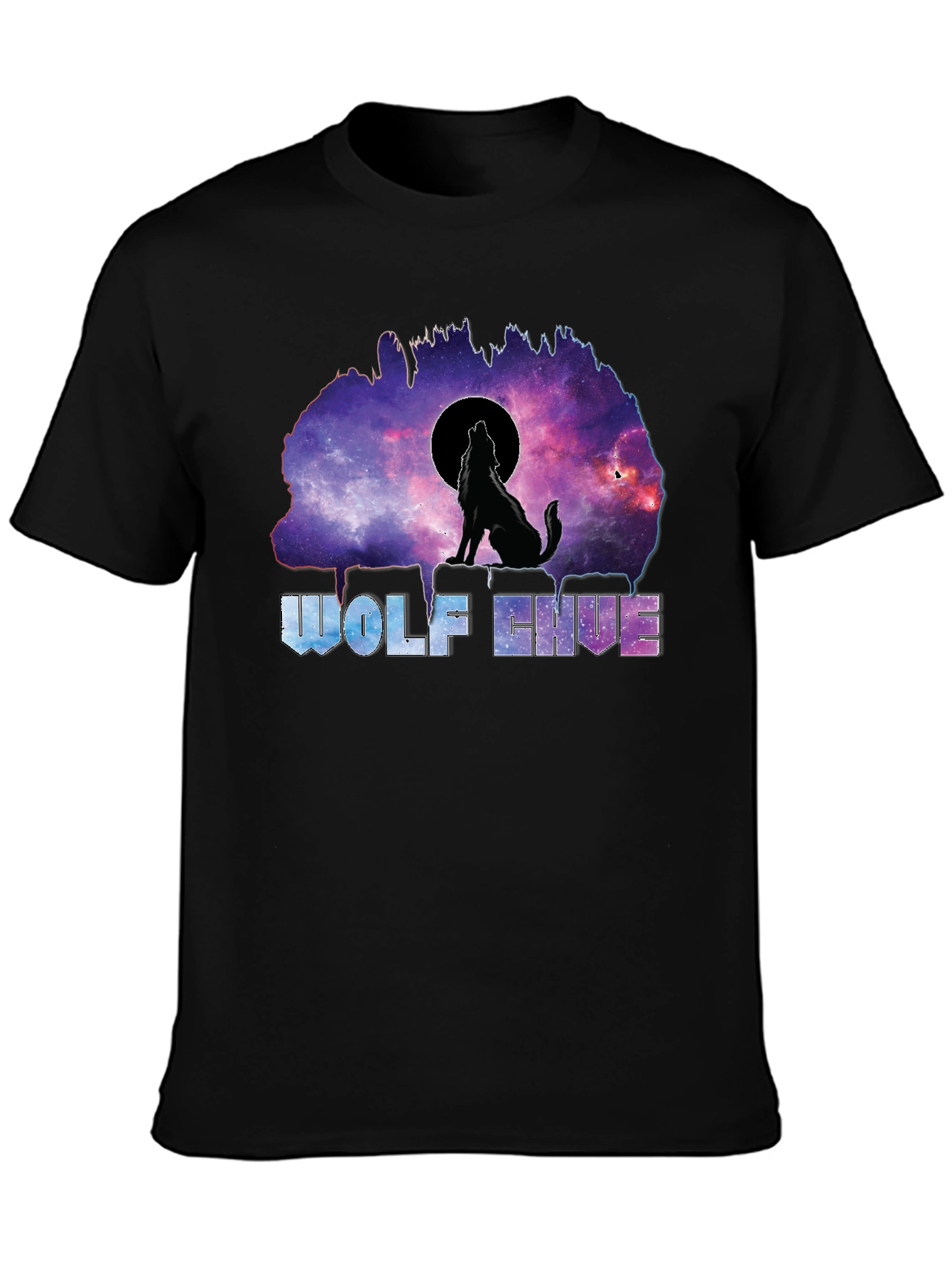 Wolf Howl Graphic T-Shirt - Galaxy Design