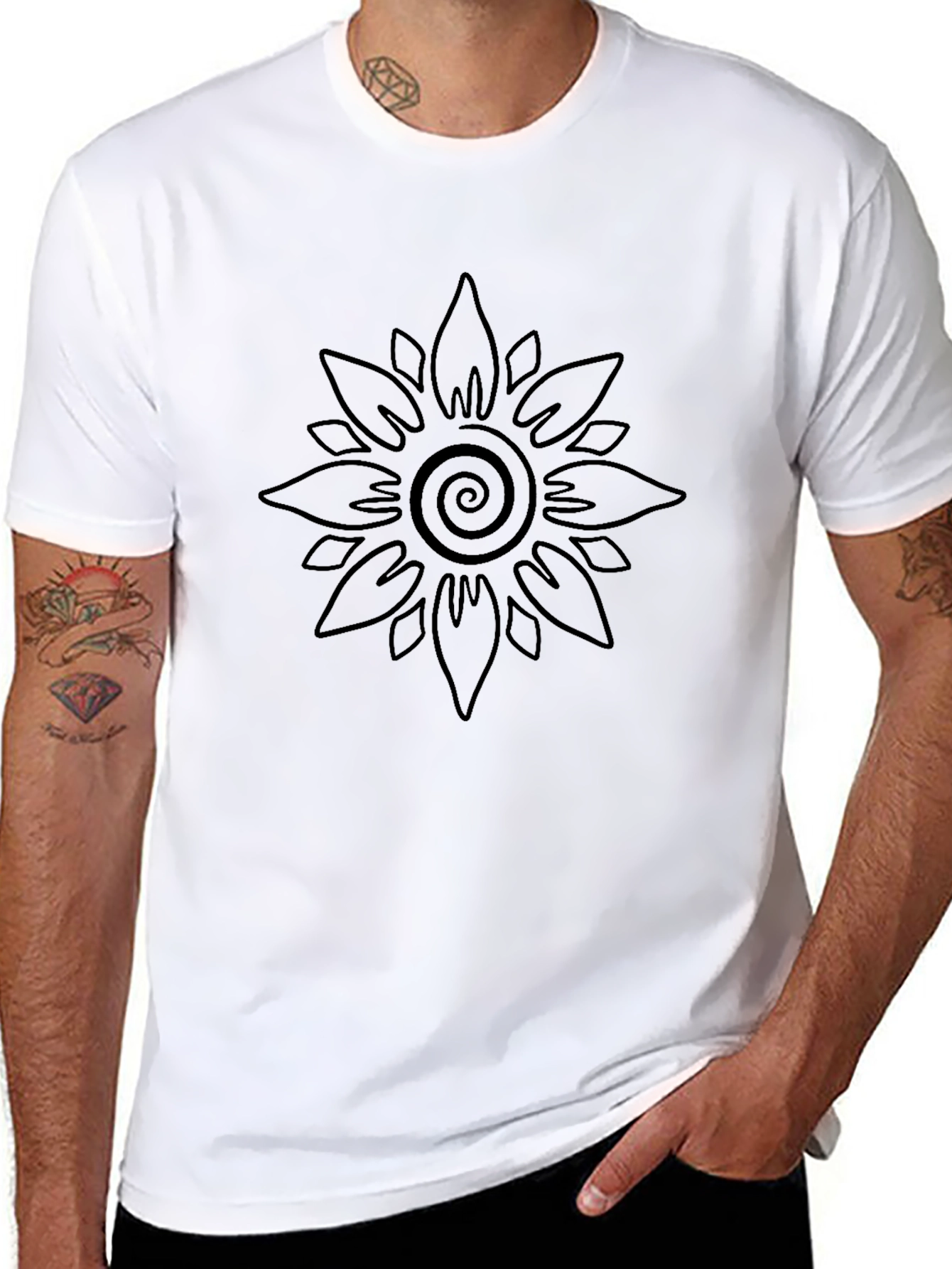 Black T-Shirt with Sun Design