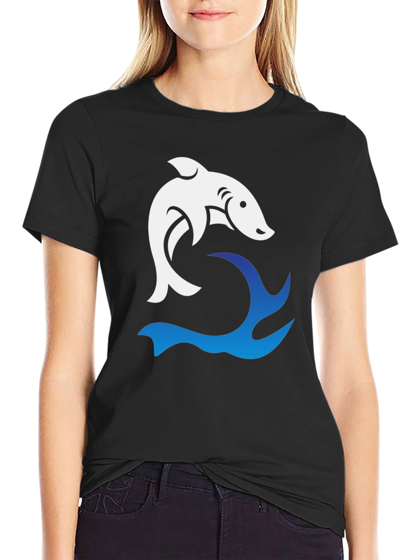 Shark Wave Graphic Tee - Cool Black T-Shirt