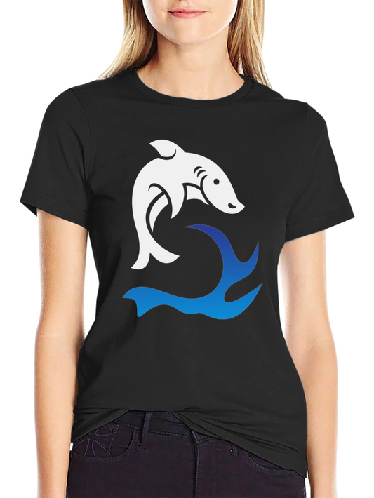 Shark Wave Graphic Tee - Cool Black T-Shirt