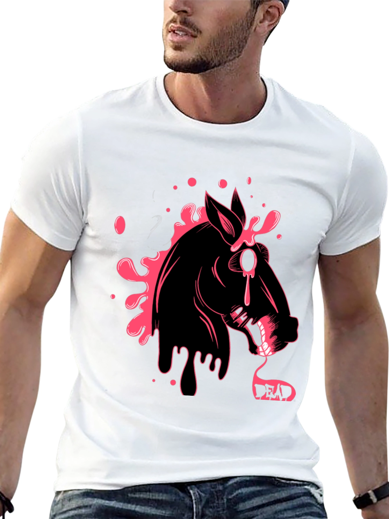 Graphic Print Tee - Horse with Dripping Design