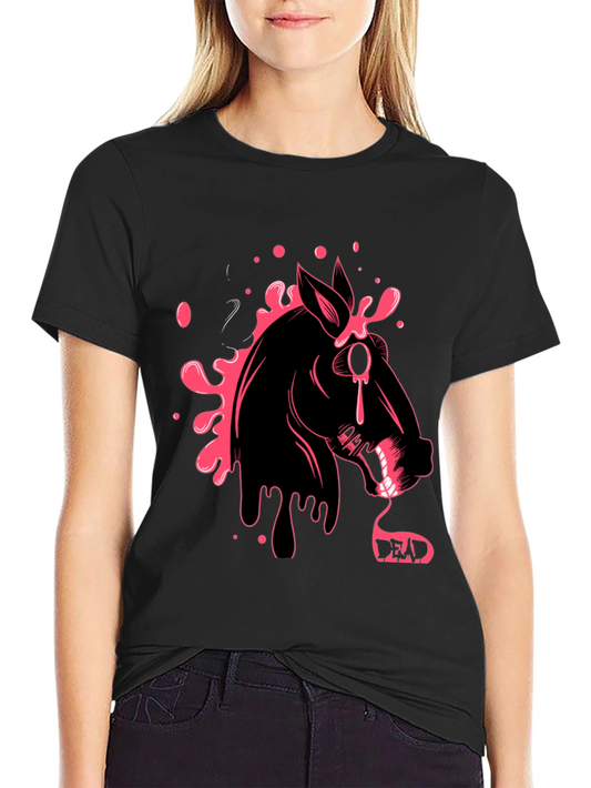 Graphic Print Tee - Horse with Dripping Design