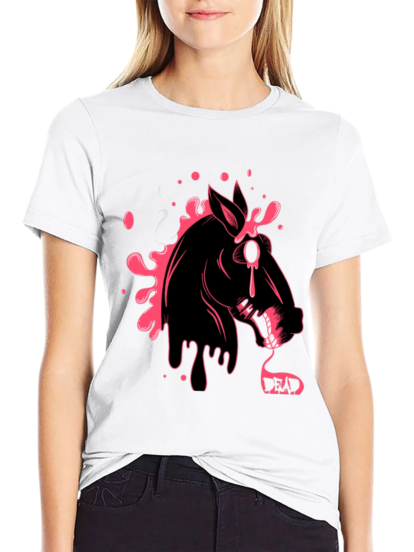 Graphic Print Tee - Horse with Dripping Design