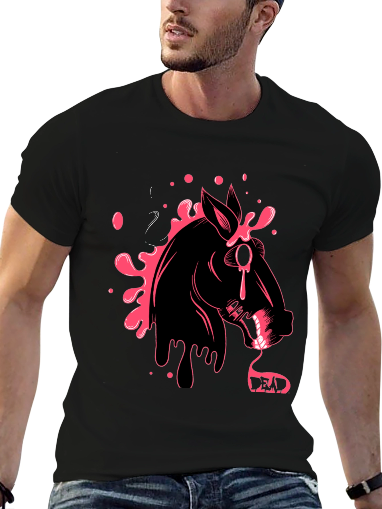 Graphic Print Tee - Horse with Dripping Design