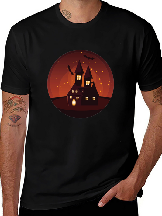 Spooky Halloween Haunted House Graphic Tee