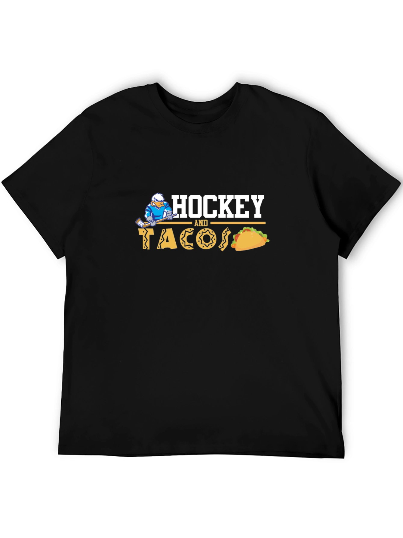 Hockey and Tacos Black Graphic Tee