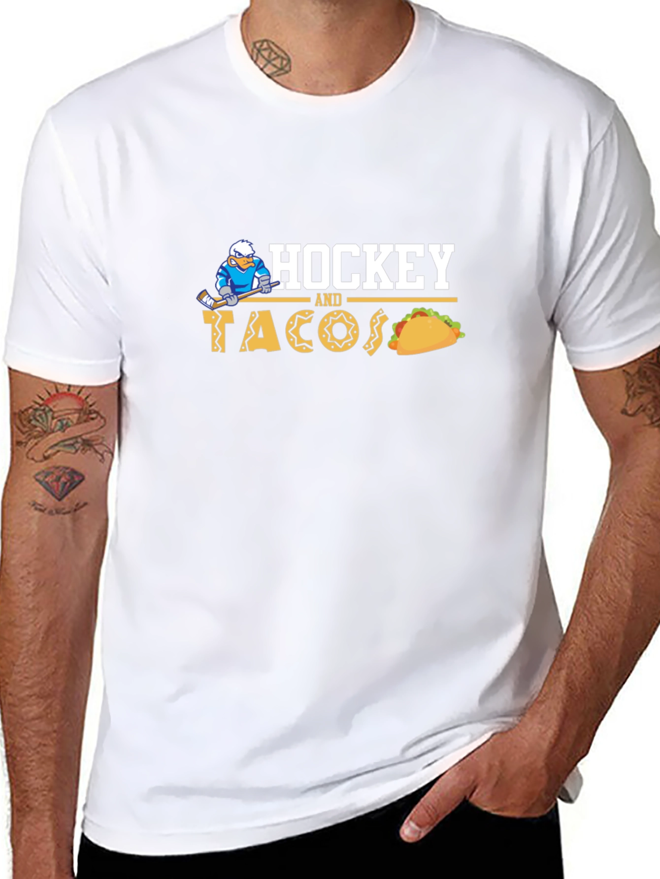 Hockey and Tacos Black Graphic Tee