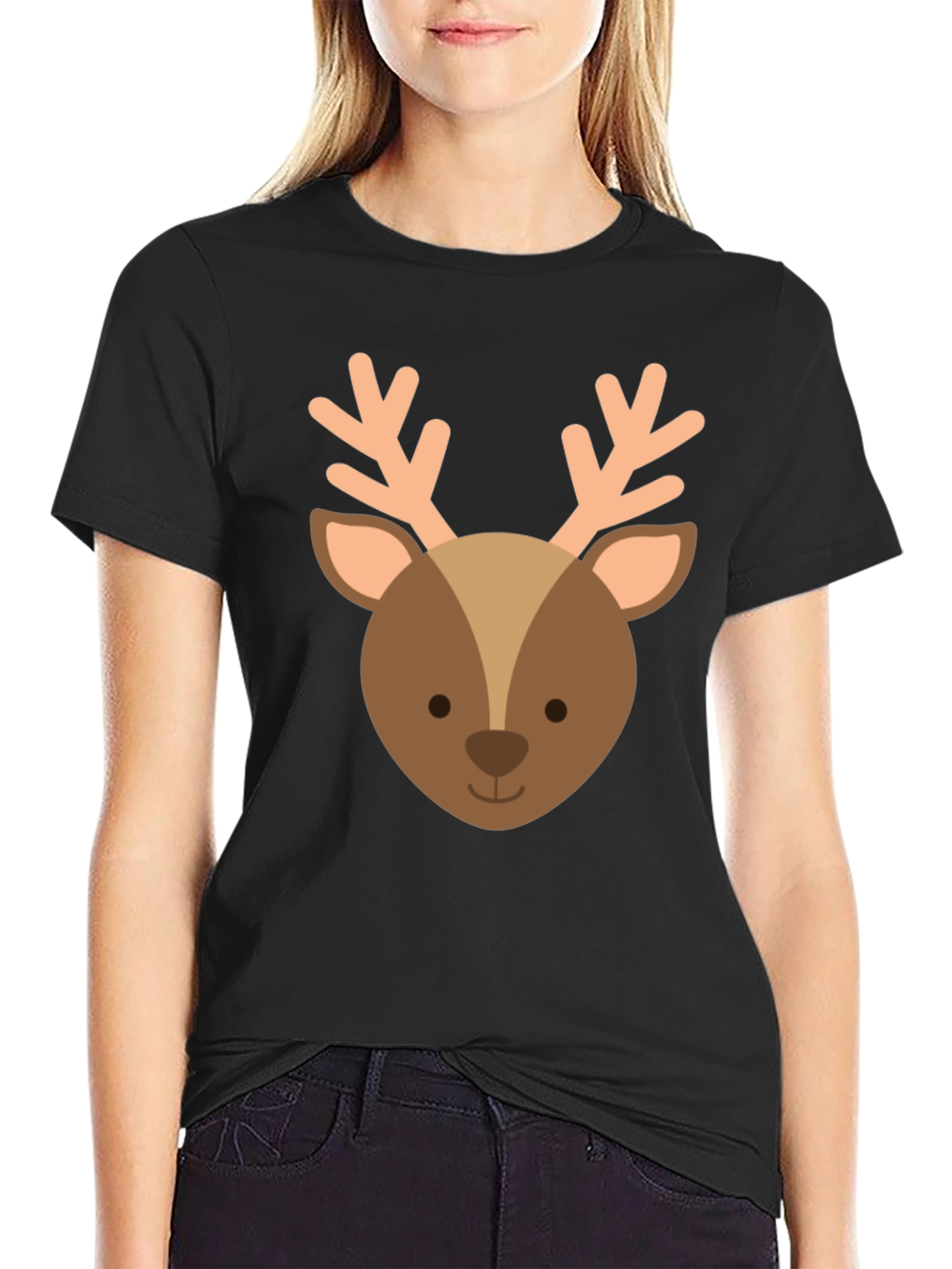 Cute Reindeer Graphic Tee - Holiday Apparel