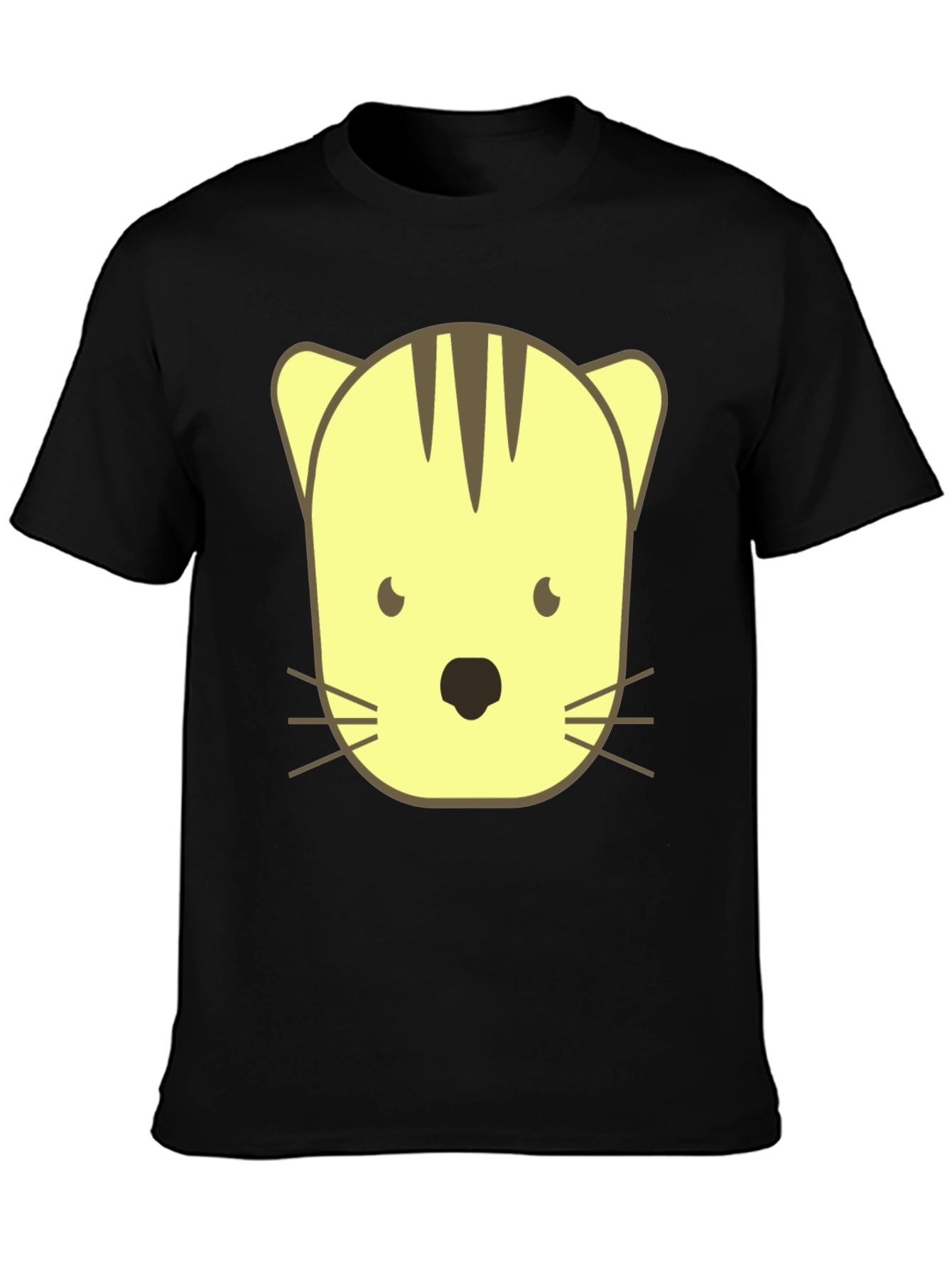 Cute Cartoon Cat Graphic Black T-Shirt