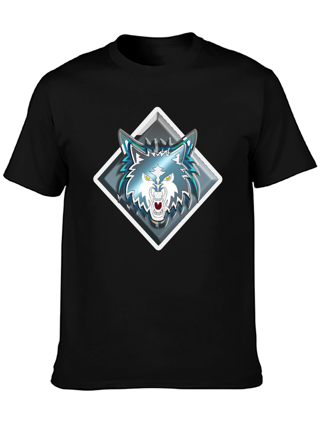 Wolf Graphic Tee - Diamond Emblem - Black T-Shirt