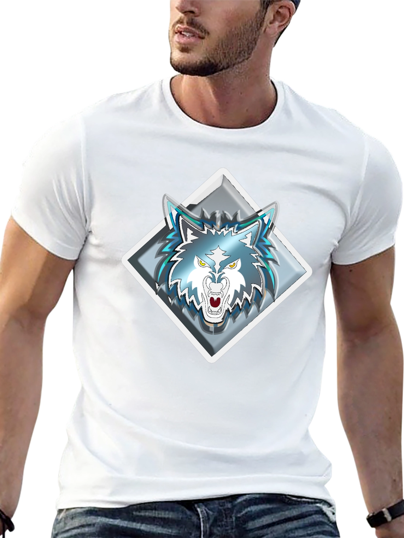 Wolf Graphic Tee - Diamond Emblem - Black T-Shirt