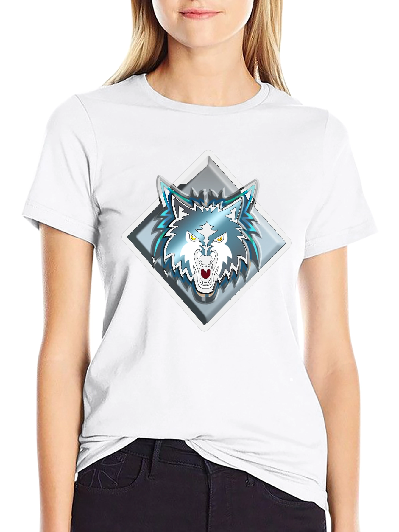 Wolf Graphic Tee - Diamond Emblem - Black T-Shirt