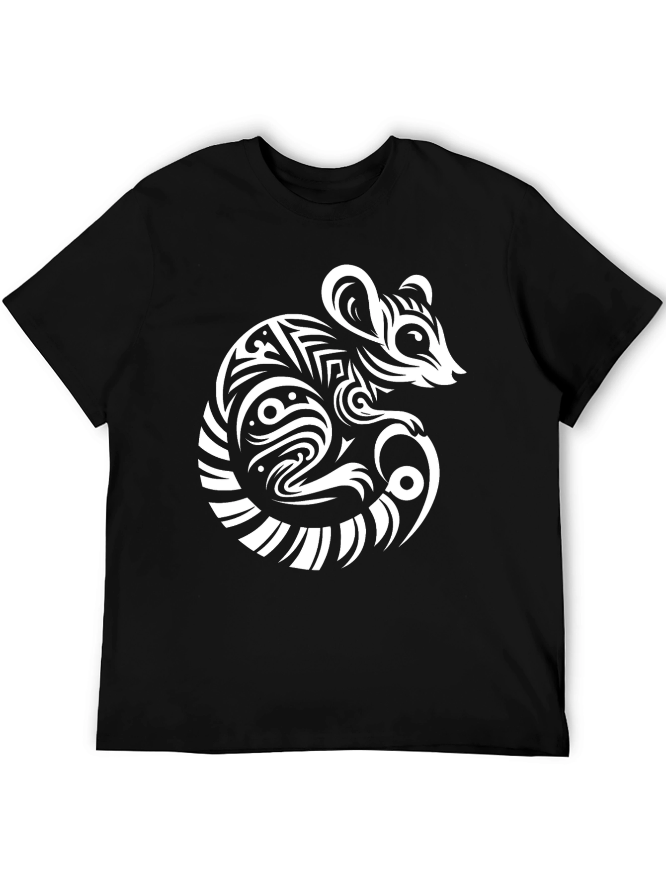 Tribal Mouse Graphic Black T-Shirt