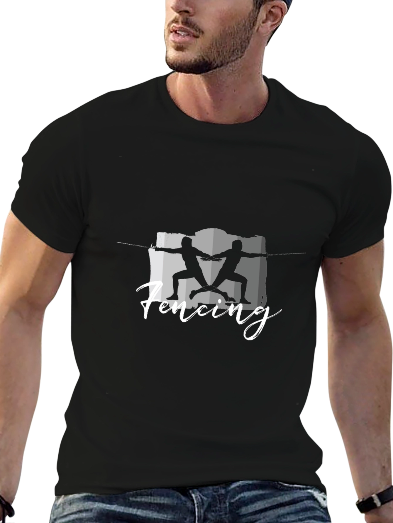 Fencing Graphic Tee - Black Short Sleeve Shirt