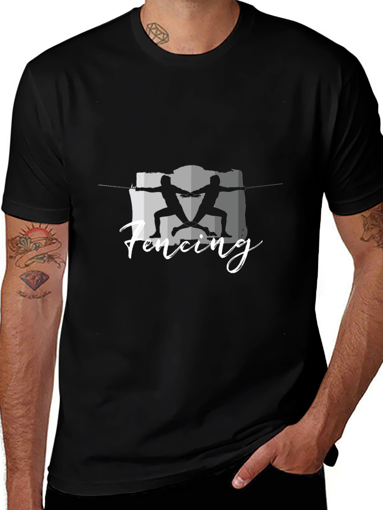 Fencing Graphic Tee - Black Short Sleeve Shirt