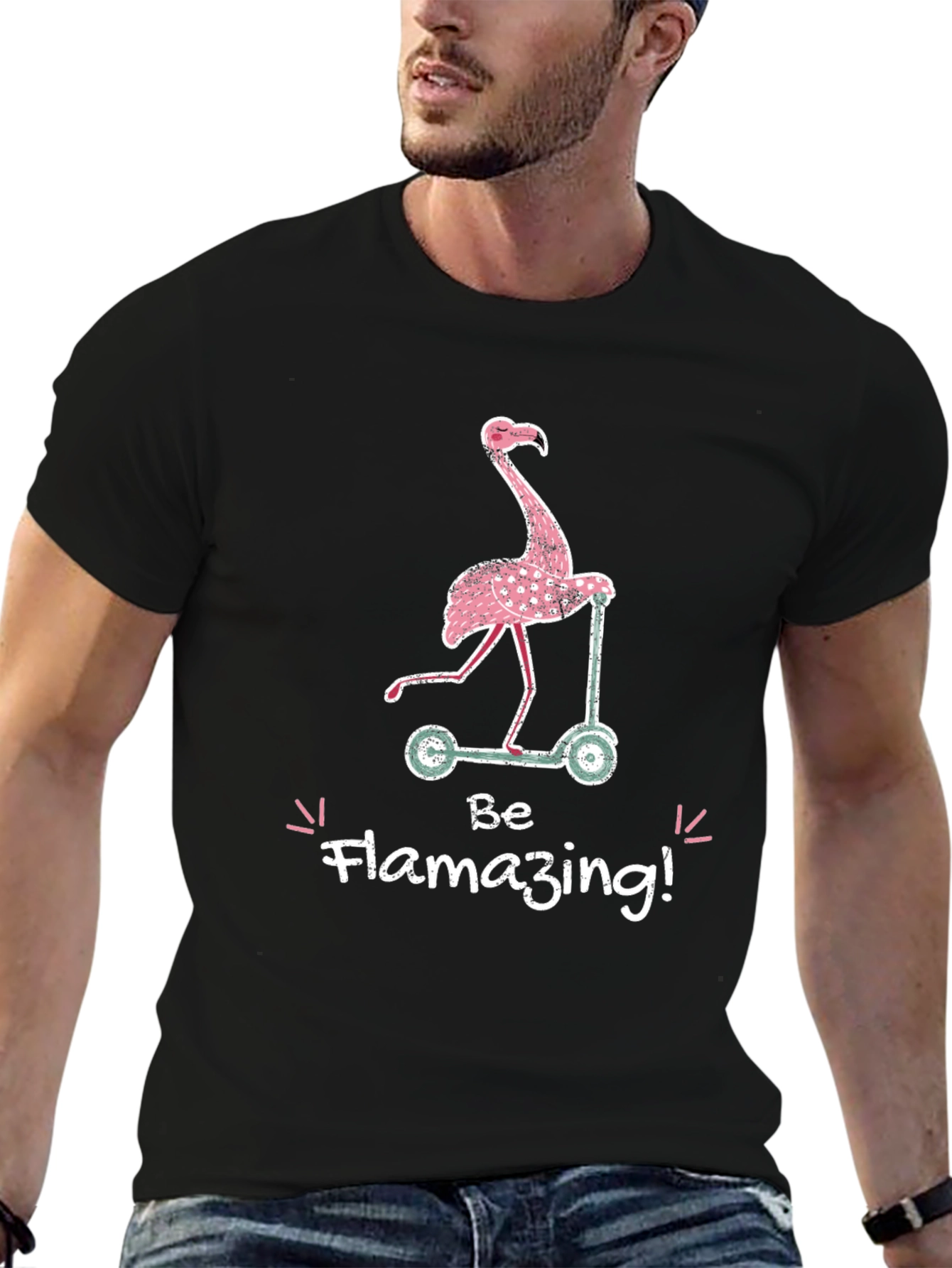 Flamazing Flamingo Scooter Graphic T-Shirt