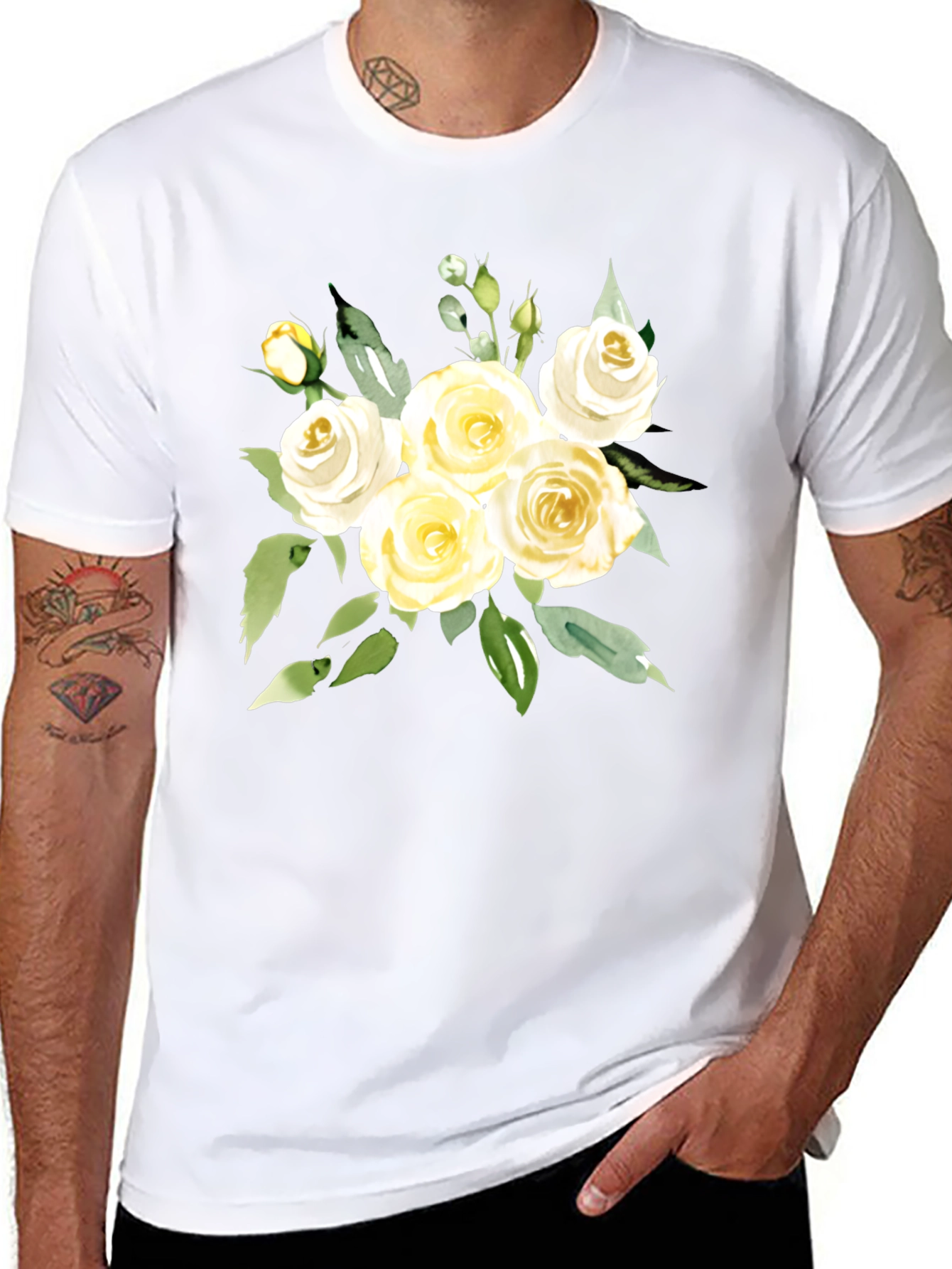 Floral T-Shirt - Elegant Rose Bouquet Tee