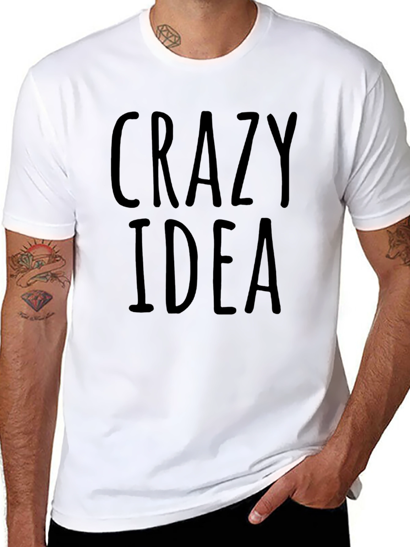 Crazy Idea Graphic Tee - Mens Black Cotton T-Shirt