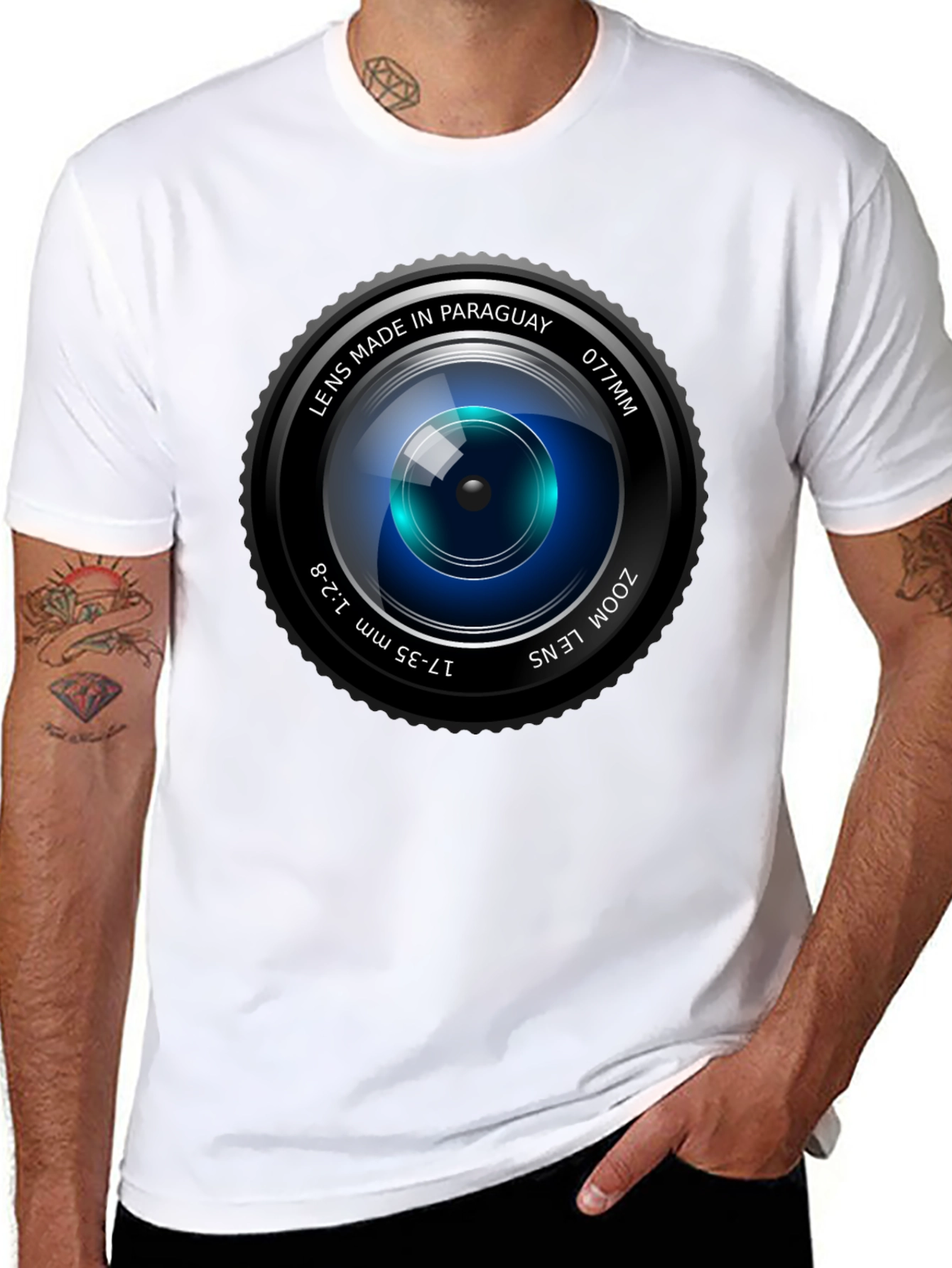 Camera Lens Graphic Print Crew Neck T-Shirt